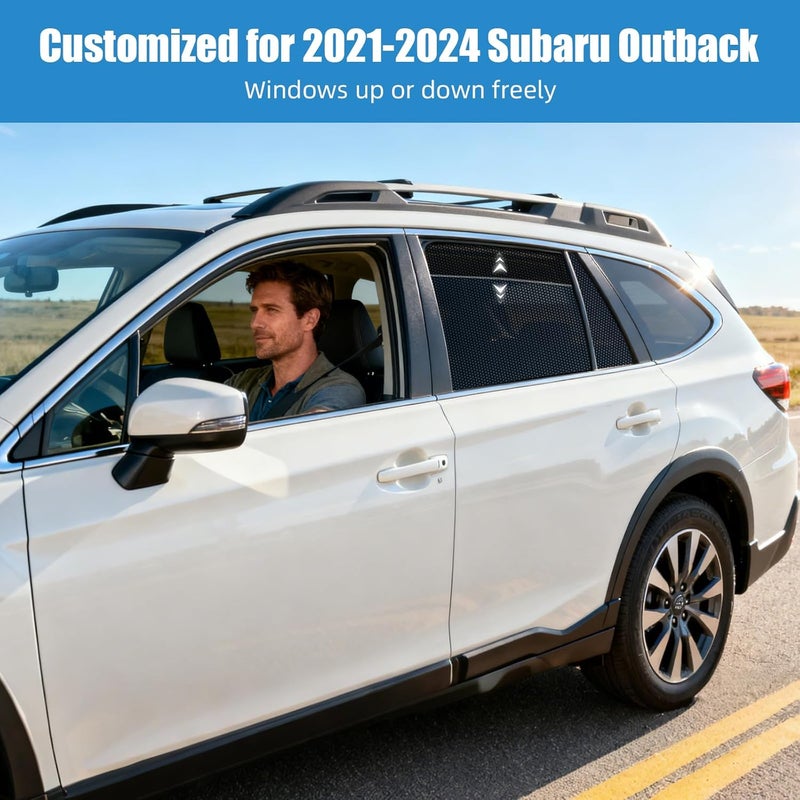 KOCZIL Car Window Shades for 2021-2024 Outback - Rear Side Window Sun Shade for Baby, Breathable Mesh Car Privacy Window Covers, UV Protection & Heat Insulation for Road Trips, Napping, Camping - Image 2